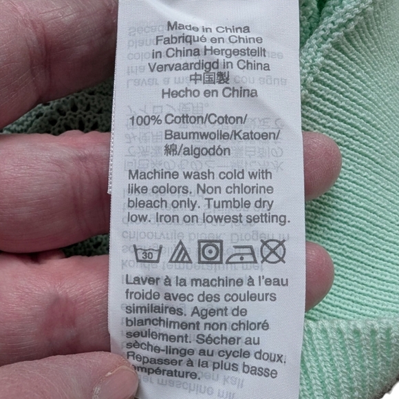 J. Crew Pointelle Ruffle Mockneck Sweater Women's Med Fairy Coquette Mint Green - Picture 13 of 16